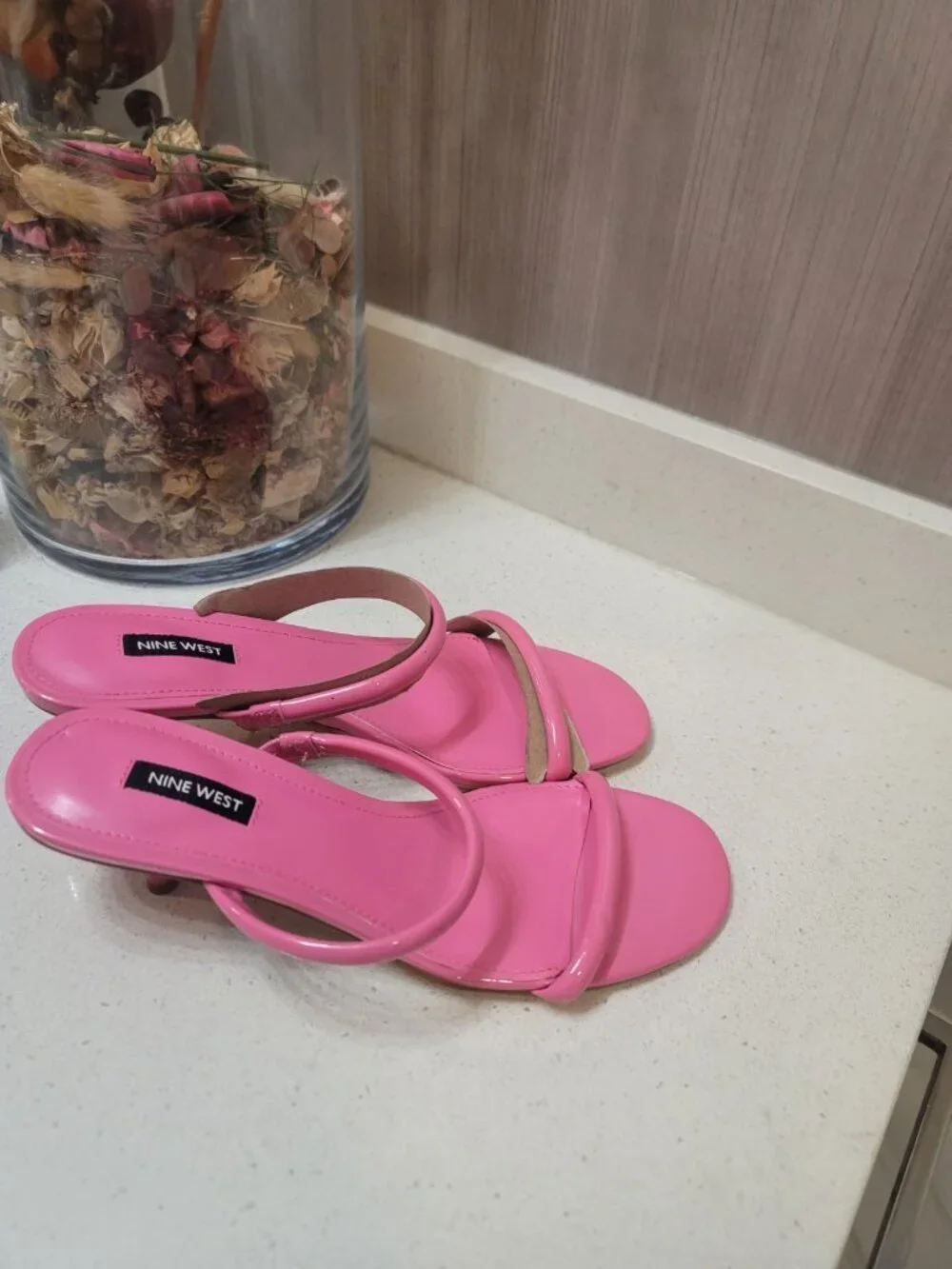 Nine West Padma Heeled Sandal Patent Pink Women's Size 9 M New